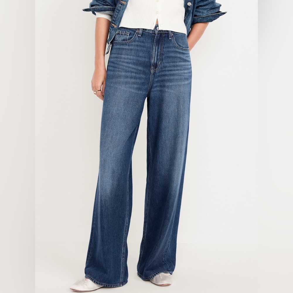 Old Navy Women's High-Rise Baggy Wide Leg Jeans - 14 Tall